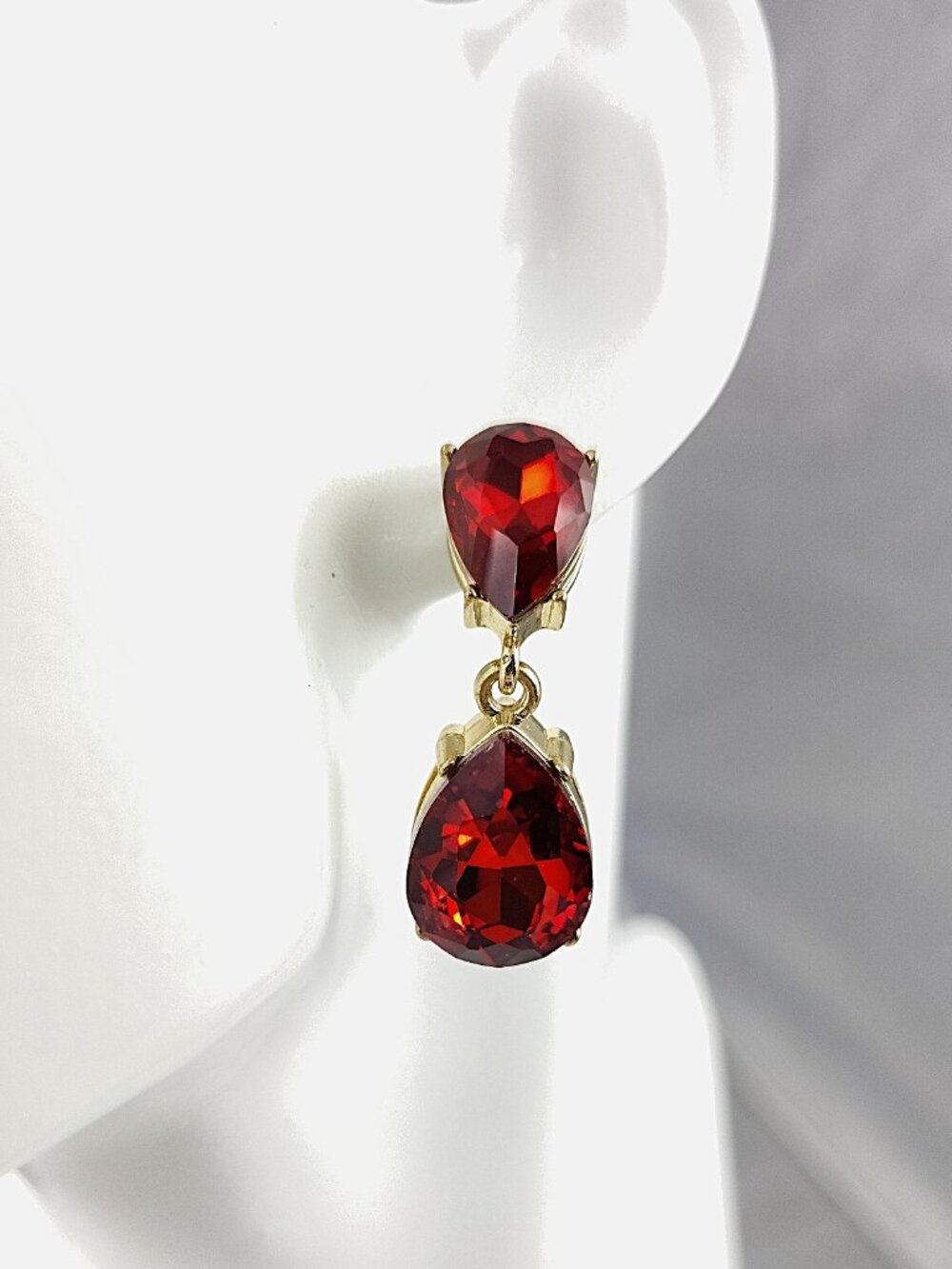 Red Dangle Earrings- 1 1/4" Long